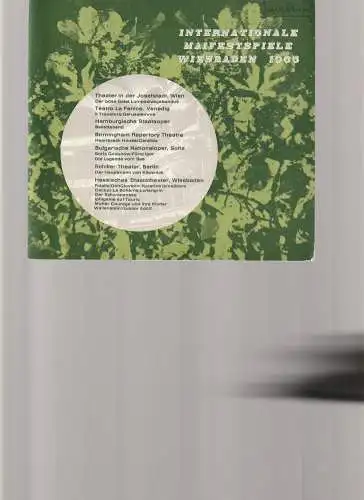 Hessisches Staatstheater Wiesbaden, Claus Helmut Drese, Hanno Lunin, Peter Kertz, Frank Schultes, Gerhard Flotow: Programmheft INTERNATIONALE MAIFESTSPIELE WIESBADEN 1965 IL TROVATORE Teatro La Fenice 12. Mai 1965 (18). 