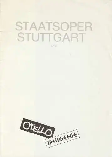 Staatsoper Stuttgart, Künstler-Agentur der DDR, Wolfgang Lange, Gabi Pfeifer, Michael Müller: Programmheft Verdi OTELLO / Gluck IPHIGENIE AUF TAURIS GASTSPIEL IN DER DDR 1988 (18). 