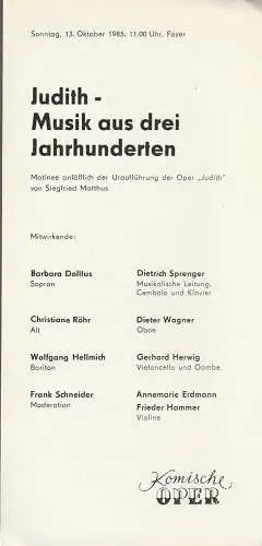 Komische Oper Berlin, G. Müller: Programmheft CAST(R)A DIVA  JOCHEN KOWALSKI / SHELLEY KATZ 13. Oktober 1990 Spielzeit 1990 / 91 (18). 