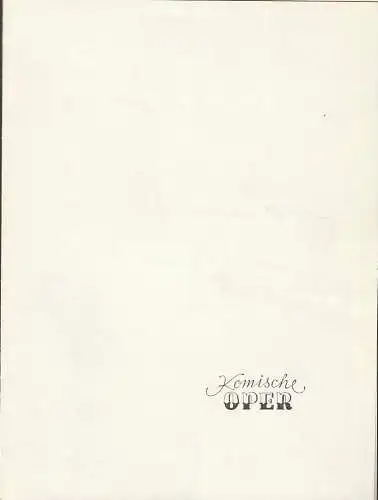 Komische Oper Berlin: Programmheft KAMMERMUSIK IM GESPRÄCH  23. Februar 1974 Foyer Komische Oper Spielzeit 1973 / 74 (18). 