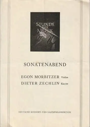 Deutsche Konzert- und Gastspieldirektion: Programmheft STUNDE DER MUSIK 1955 SONATENABEND EGON MORBITZER / DIETER ZECHLIN (18). 