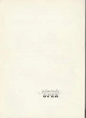 Komische Oper Berlin: Programmheft KAMMERMUSIK IM GESPRÄCH  XXI  27. November 1971 Foyer Komische Oper Spielzeit 1971 / 72 (18). 