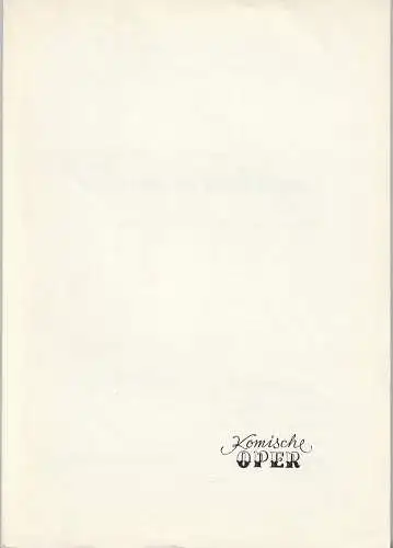 Komische Oper Berlin: Programmheft KAMMERMUSIK IM GESPRÄCH V  3. Februar 1968 Foyer Komische Oper Spielzeit 1967 / 68 (18). 