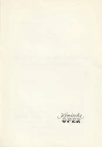 Komische Oper Berlin: Programmheft KAMMERMUSIK IM GESPRÄCH IV  11. November 1967 Foyer Komische Oper Spielzeit 1967 / 68 (18). 