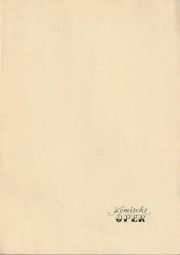 Komische Oper Berlin: Programmheft KAMMERMUSIK III  SILVIA KIND 20. Mai 1967 Foyer Komische Oper  Spielzeit 1966 / 67 (18). 