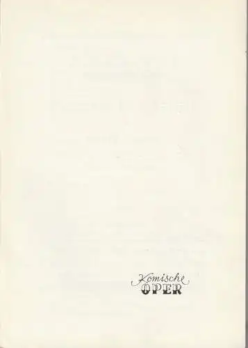 Komische Oper Berlin: Programmheft LIEDER UND KANTATEN von HANNS EISLER gesungen von IRMGARD ARNOLD 17. April 1967 Foyer Komische Oper  Spielzeit 1966 / 67 (18). 