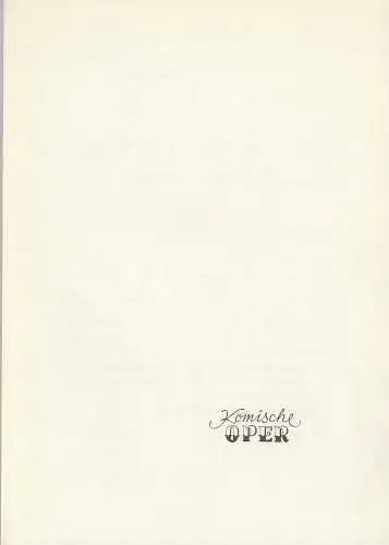 Komische Oper Berlin: Programmheft KAMMERMUSIK IM GESPRÄCH II   1. April 1967 Foyer Komische Oper  Spielzeit 1966 /67 (18). 