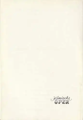 Komische Oper Berlin: Programmheft KAMMERMUSIK IM GESPRÄCH XI  17. Mai 1969 Foyer Komische Oper  Spielzeit 1968 / 69 (18). 