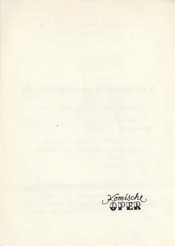 Komische Oper Berlin: Programmheft KAMMERMUSIK IM GESPRÄCH XIV 14. Februar 1970 Foyer Komische Oper  Spielzeit 1969 / 70 (18). 