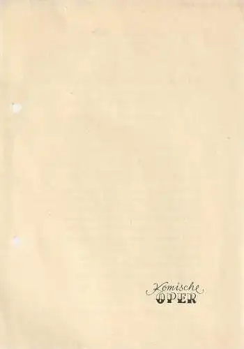 Komische Oper Berlin: Programmheft KAMMERMUSIK IM GESPRÄCH I   4. Februar 1967 Foyer Komische Oper  Spielzeit 1966 / 67 (18). 
