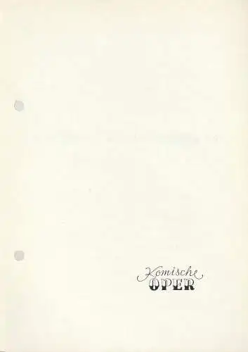 Komische Oper Berlin: Programmheft 30. KAMMERMUSIK IM GESPRÄCH 28. Juni 1974 Foyer Komische Oper Spielzeit 1973 / 74 (18). 