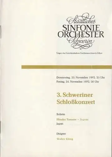 Staatliches Sinfonieorchester Schwerin, Walter König, Dieter Klett: Programmheft 3. Schweriner Schloßkonzert 23. November 1972 (18). 