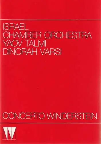 CONCERTO WINDERSTEIN: Programmheft ISRAEL CHAMBER ORCHESTRA 7. Oktober 1987 Herkulessaal der Residenz (19). 