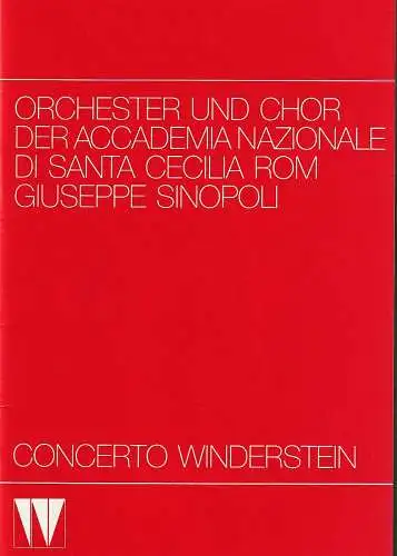 CONCERTO WINDERSTEIN: Programmheft GIUSEPPE SINOPOLI 4. November 1986 Philharmonie (20). 