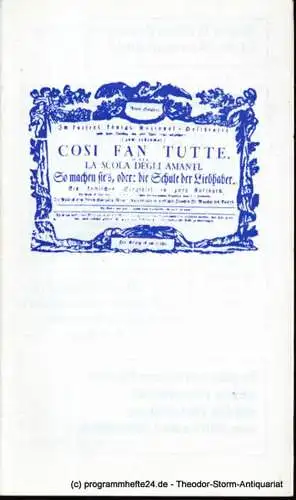 Städtische Theater Karl-Marx-Stadt, Gerhard Meyer, Brandt Angela: Programmheft Wolfgang Amadeus Mozart Cosi fan tutte Premiere am 10. Oktober 1984 Opernhaus Spieljahr 1984. 