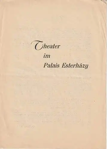 Theater im Palais Esterhazy, Hans Kugelgruber: Programmheft DER PFARRER VOM BLÜHENDEN WEINBERG  Palais Esterhazy 1953. 