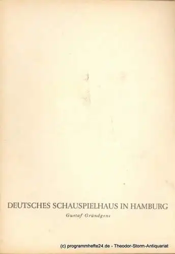 Deutsches Schauspielhaus in Hamburg, Gustaf Gründgens, Penzoldt Günther, Knorr Heinz, Clausen Rosemarie ( Fotos ): Programmheft Thornton Wilder Die Alkestiade 11. April 1958. 1957 / 1958 Heft 8. 