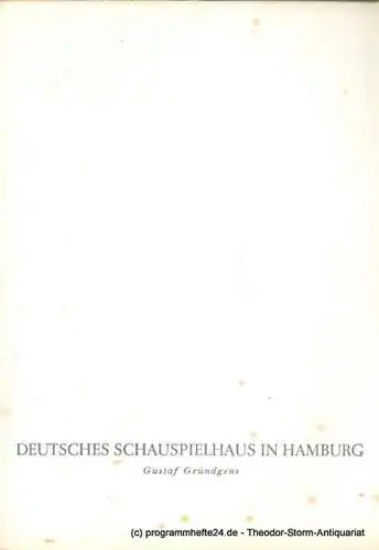 Deutsches Schauspielhaus in Hamburg, Gustaf Gründgens, Penzoldt Günther, Knorr Heinz, Clausen Rosemarie ( Fotos ): Programmheft Der Ritter vom Mirakel. Lustspiel von Lope de Vega. 10. April 1959. 1958 / 1959 Heft 9. 