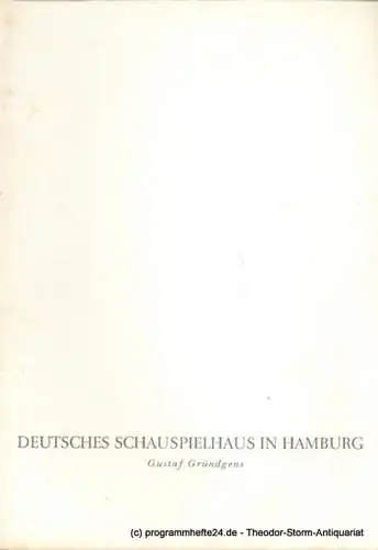 Deutsches Schauspielhaus in Hamburg, Gustaf Gründgens, Penzoldt Günther, Clausen Rosemarie ( Fotos ): Programmheft Die Verschwörung des Fiesko zu Genua. Trauerspiel von Friedrich Schiller. 8. Januar 1960. 1959 / 60. 