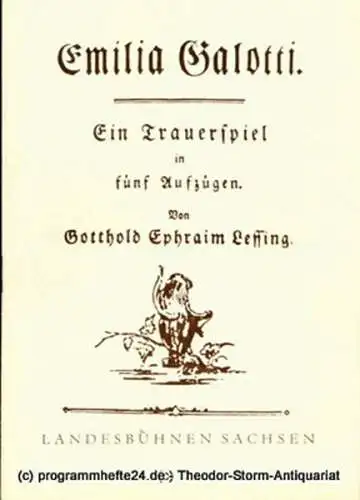 Landesbühnen Sachsen, Intendant Rudi Kostka, Dieter Anderson: Programmheft Emilia Galotti. Trauerspiel von Gotthold Ephraim Lessing. Premiere 14. November 1959. Landesschauspiel 1959 / 60 Heft 2. 