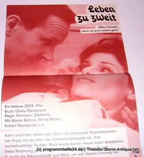 Filmplakat Leben zu zweit. Wozu heiraten, wenn es auch anders geht ! Ein heiterer DEFA-Film