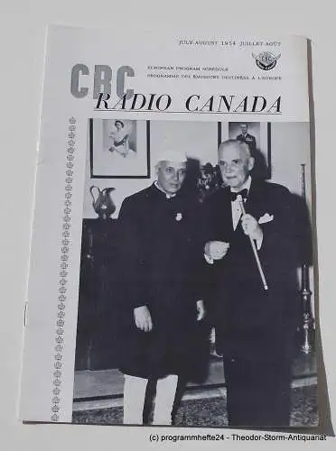 Canadian Broadcasting Corporation: Programmheft CBC European Program Schedule RADIO CANADA JULY-AUGUST 1954. 