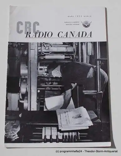 Canadian Broadcasting Corporation: Programmheft CBC European Program Schedule RADIO CANADA MARCH 1953. 