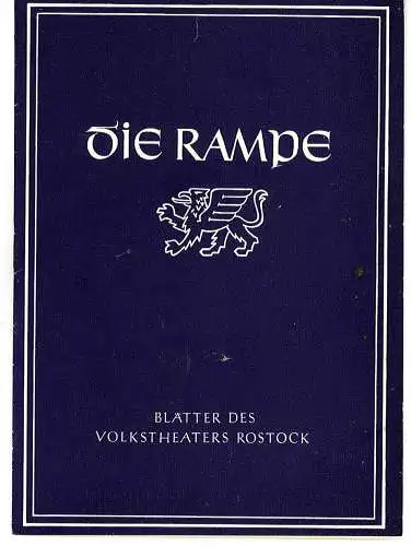 Volkstheater Rostock, Hans Fetting: Programmheft Der Fliegende Holländer. Spielzeit 1955 / 56 Die Rampe Nr. 7. 