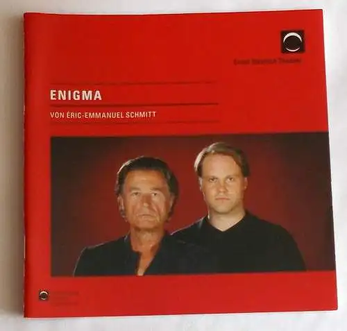 Ernst Deutsch Theater, Isabella Vertes-Schütter, Stefan Kroner: Programmheft ENIGMA von Eric-Emmanuel Schmitt. Premiere 8. Oktober 2009. Spielzeit 2009 / 2010. 