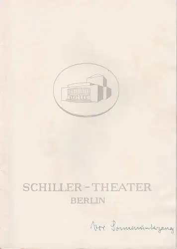 Schiller Theater Berlin, Boleslaw Barlog, Albert Beßler: Programmheft Vor Sonnenuntergang. Schauspiel von Gerhart Hauptmann. Spielzeit 1961 / 62 Heft 112. 