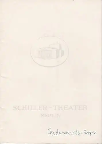 Schiller Theater Berlin, Boleslaw Barlog, Albert Beßler: Programmheft Der Andersonville-Prozeß von Saul Levitt Spielzeit 1960 / 61 Heft 99. 