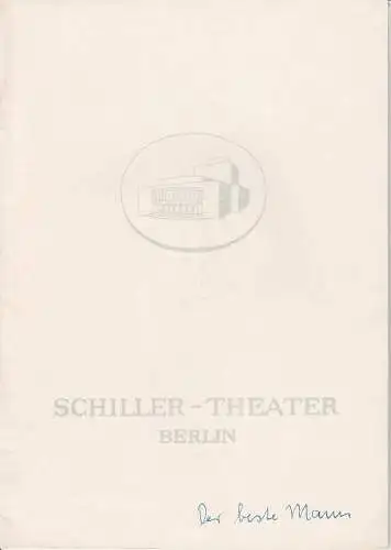 Schiller Theater Berlin, Boleslaw Barlog, Albert Beßler: Programmheft Der beste Mann von Gore Vidal Schiller Theater 1960. 