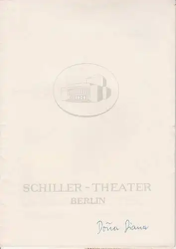 Schiller Theater Berlin, Boleslaw Barlog, Albert Beßler: Programmheft Dona Diana Schiller Theater 1960. 