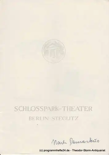 Schlosspark  Theater Berlin-Steglitz, Boleslaw Barlog: Programmheft Nach Damaskus von August Strindberg. Spielzeit 1956 / 57 Heft 56. 