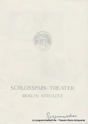 Schlosspark  Theater Berlin-Steglitz, Boleslaw Barlog: Programmheft Der Regenmacher. Spielzeit 1955 / 56 Heft 52. 