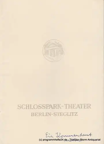 Schlosspark  Theater Berlin-Steglitz, Boleslaw Barlog: Programmheft Uraufführung Ein Kommandant meutert. Schauspiel von Heinz Coubier. Spielzeit 1952 / 53 Heft 21. 