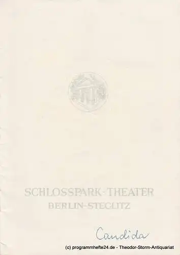 Schlosspark  Theater Berlin-Steglitz, Boleslaw Barlog: Programmheft CANDIDA. Ein Mysterium von George Bernard Shaw. Spielzeit 1964 / 65 Heft 126. 