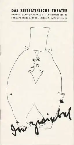 Das Zeitsatirische Theater Kabarett Die Zwiebel, Michael Burk: Programmheft Per Schwenzen / Michael Burk HERZLICHE KRISE Spielzeit Winter 1959 / 60. 