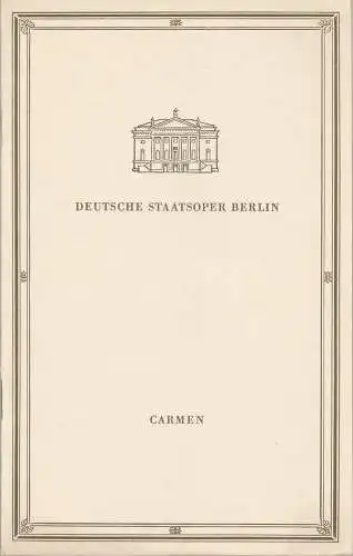 Deutsche Staatsoper Berlin, Günter Rimkus, Walter Womacka: Programmheft Georges Bizet CARMEN 9. März 1966. 