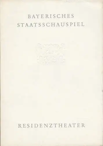 Bayerisches Staatsschauspiel, Helmut Henrichs, Ernst Wendt: Programmheft Johann Wolfgang von Goethe TORQUATO TASSO Premiere 11. April 1968 Residenztheater Spielzeit 1968 / 69. 