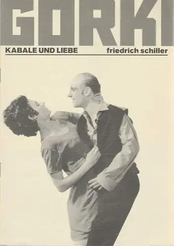 Maxim Gorki Theater, Bernd Wilms, Manfred Möckel, Sebastian Hoppe: Programmheft Friedrich Schiller KABALE UND LIEBE Maxim Gorki Theater 1996. 