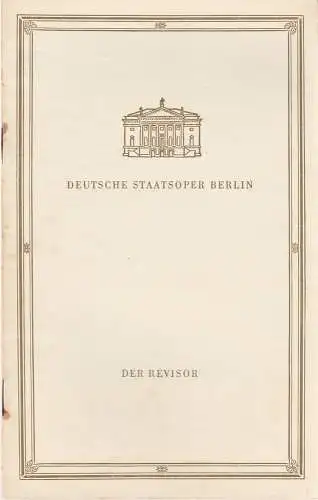 Deutsche Staatsoper Berlin, Werner Otto, Werner Klemke: Programmheft Werner Egk DER REVISOR 23. September 1959. 