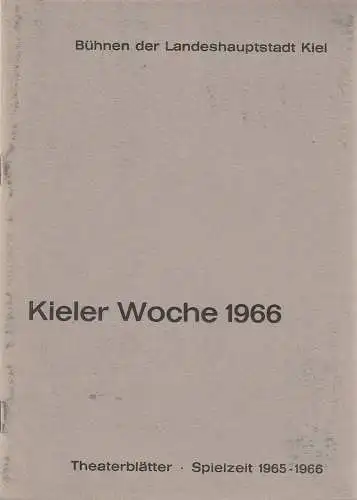 Bühnen der Landeshauptstadt Kiel, Joachim Klaiber, Peter Kleinschmidt, Lutz Liebelt,  Peter-Jürgen Gudd: Programmheft Friedrich Hebbel MARIA MAGDALENE 20. Juni 1966 Stadttheater Spielzeit 1965 / 66. 