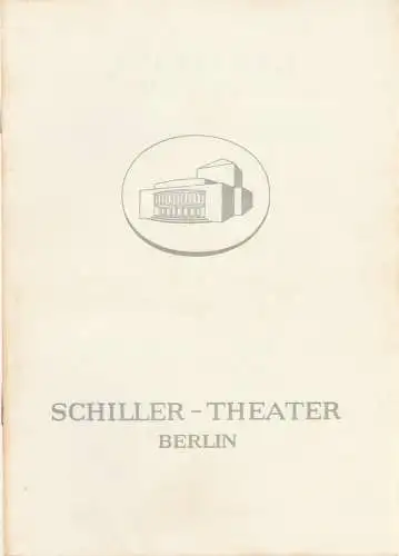 Schiller-Theater, Boleslaw Barlog, Albert Beßler: Programmheft Friedrich Schiller DIE RÄUBER Spielzeit 1959 / 60 Heft 80. 