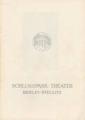 Schloßpark-Theater, Boleslaw Barlog, Albert Beßler: Programmheft  John Osborne DIE GLANZNUMMER Spielzeit 1957 / 58 Heft 70. 
