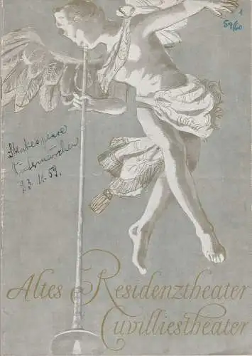 Bayerisches Staatsschauspiel, Helmut Henrichs, Walter Haug: Programmheft William Shakespeare DAS WINTERMÄRCHEN Altes Residenztheater 1959. 