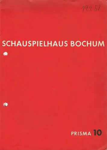 Schauspielhaus Bochum, Hans Schalla, Hans Peter Doll, Max Fritzsche, Grete Hamer ( Fotos ): Programmheft Rafael Alberti GORGO Spielzeit 1957 / 58 Prisma 10. 