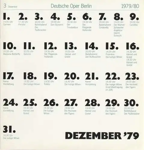 Deutsche Oper Berlin, Siegfried Palm, Karl Dietrich Gräwe: Deutsche Oper Berlin Spielzeit  1979 / 80 Heft 3 Dezember 79 Der Nußknacker. 