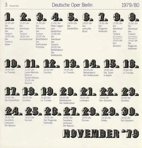 Deutsche Oper Berlin, Siegfried Palm, Karl Dietrich Gräwe: Deutsche Oper Berlin Spielzeit 1979 / 80 Heft 3 November 79 La Traviata. 