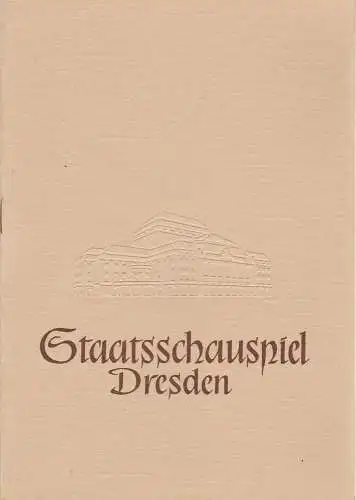 Staatsschauspiel Dresden, Heinrich Allmeroth, Heinz Pietzsch: Programmheft William Shakespeare HAMLET Spielzeit 1957 / 58 Heft 3. 